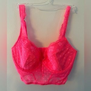 Hot Pink Lace Longline Bra